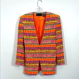 August Silk Colorful Patterned Blazer size 6